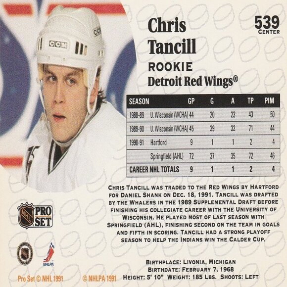 Chris Tancill - 1991 Pro Set Rookie Card - Picture 2 of 2